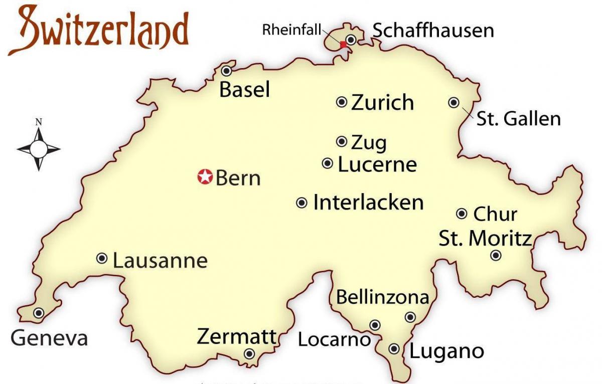 швейцарийн цюрих газрын зураг дээр