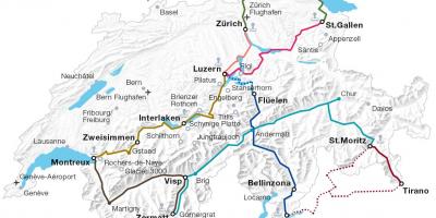 Швейцарийн галт тэрэгний замын газрын зураг нь